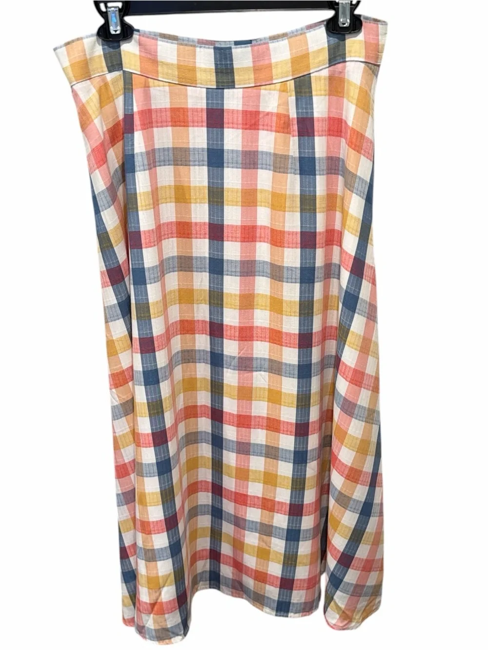 LOFT Plaid Midi Skirt 8 Multicolor A-Line Lined Side Zip Cottagecore Preppy - Picture 3 of 6